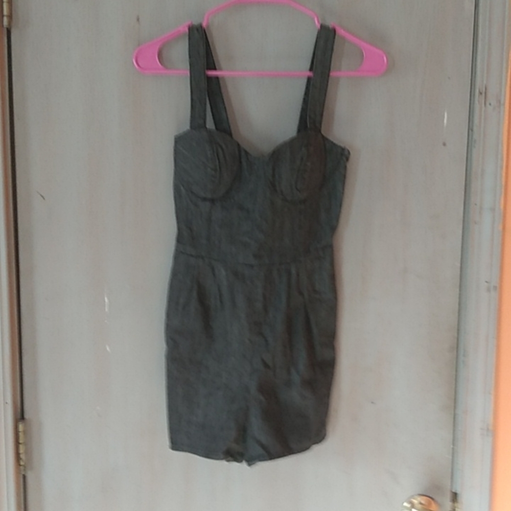 Rapscallion by Samantha Pleet gunmetal  grey denim hotshort romper